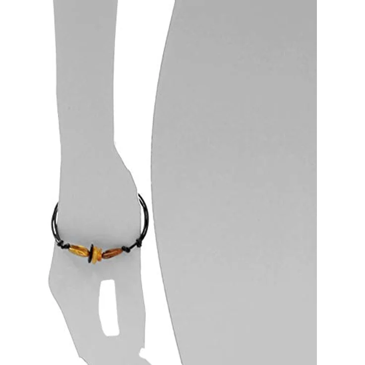 OSTSEE-SCHMUCK Armband Urte, Bernsteinarmband auf schwarzem Lederband, verstellbar von 15 bis 25 cm – Bild 3