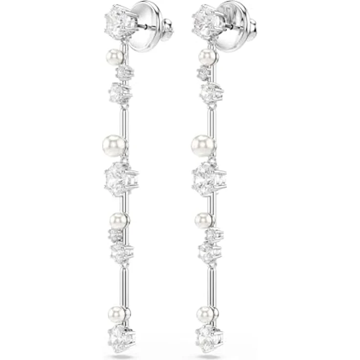Swarovski Constella Drop-Ohrhänger, Paar Ohrstecker mit Swarovski® Zirkonia (synth) und Perle, rhodiniert – Bild 3