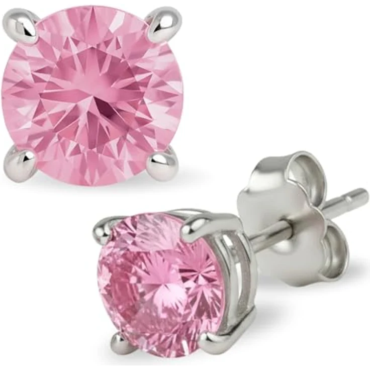 Hannah’s Treasures Ohrstecker Silber 925, Rund Zirkonia Ohrringe Stecker mit strahlendem Glitzern, rhodiniert, nickelfrei – Bild 1