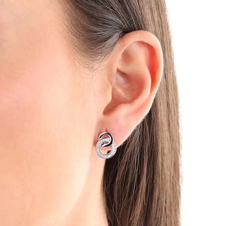 s.Oliver Paar Ohrstecker mit weißen Zirkonia, ineinander verschlungenes Design – Bild 2