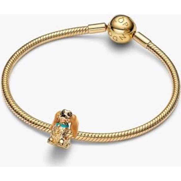 PANDORA Charm Disney Lady Anhänger, 14 Karat vergoldet mit beweglichen Ohren und Emaille, kompatibel mit Moments, 764468C01 – Bild 3