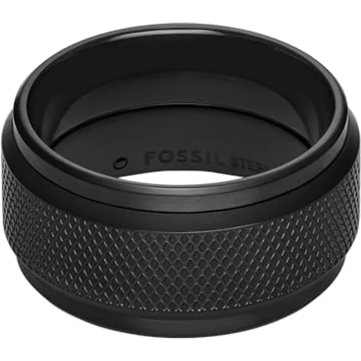 Fossil Herren-Edelstahlband Ring, Schwarz, Matt und glänzend, Größen 18-21 – Bild 1