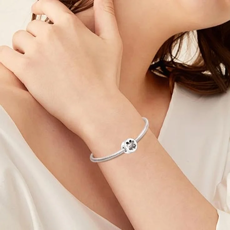 Ruaidhra Kleeblatt Charms & Beads für Damen, Sterling Silber S925, Glückscharms mit Blume, Glühwürmchen und Schildkröte, geeignet für Armbänder und Halsketten, Geschenk für Frauen – Bild 4