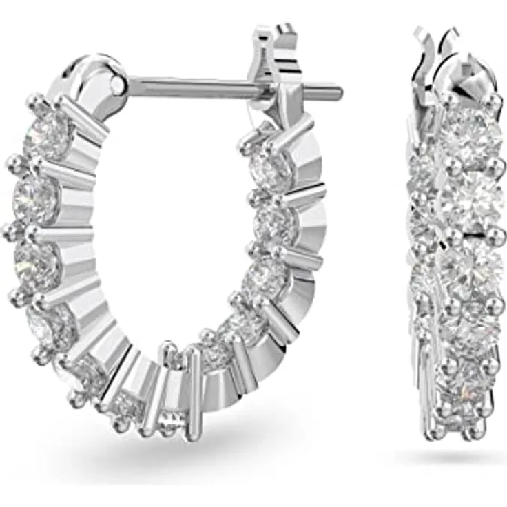 Swarovski Matrix Vittore Kreolen, Weiss, rhodiniert mit funkelnden Elementen für Damen