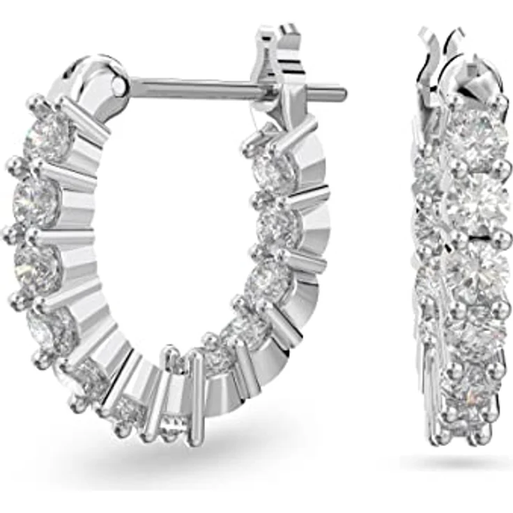 Swarovski Matrix Vittore Kreolen, Weiss, rhodiniert mit funkelnden Elementen für Damen – Bild 1