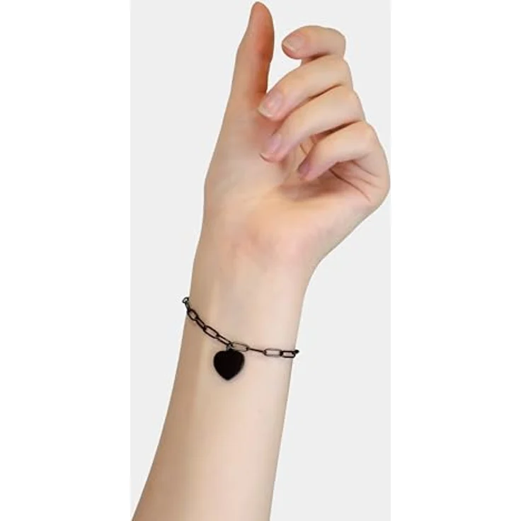 Liebeskind Berlin Herz-Armband LJ-1605-B-21, Edelstahl IP Black, 20 cm Gliederkette mit Karabinerverschluss – Bild 2