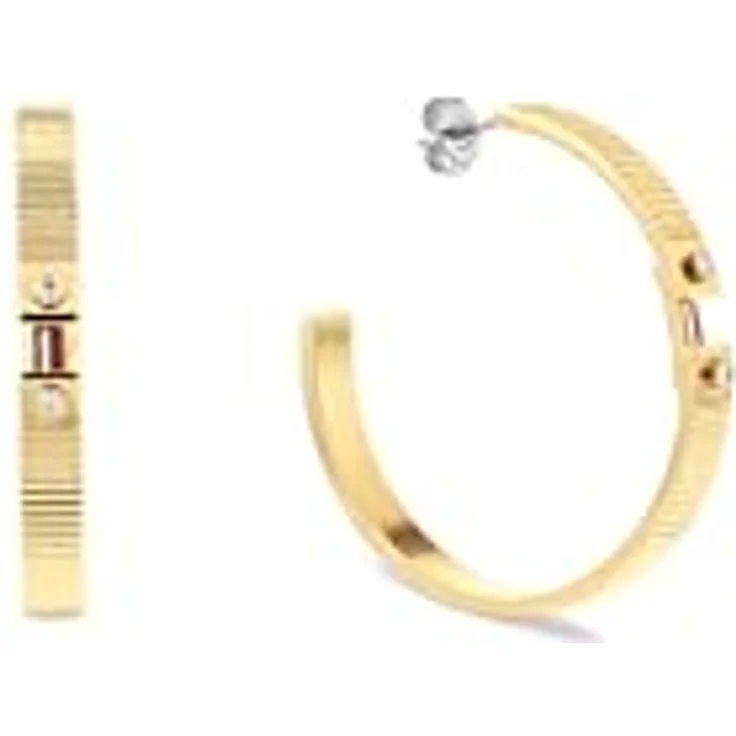 Tommy Hilfiger Jewelry Creolen für Damen aus Edelstahl mit Ionenplattierung in Gelbgold, 40 mm, verziert mit Kristallen – Bild 1