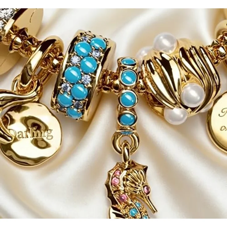 WEIMU Golden Charms 925 Sterling Silber Charm für Armband & Halskette, hypoallergen, Opelgold – Bild 4