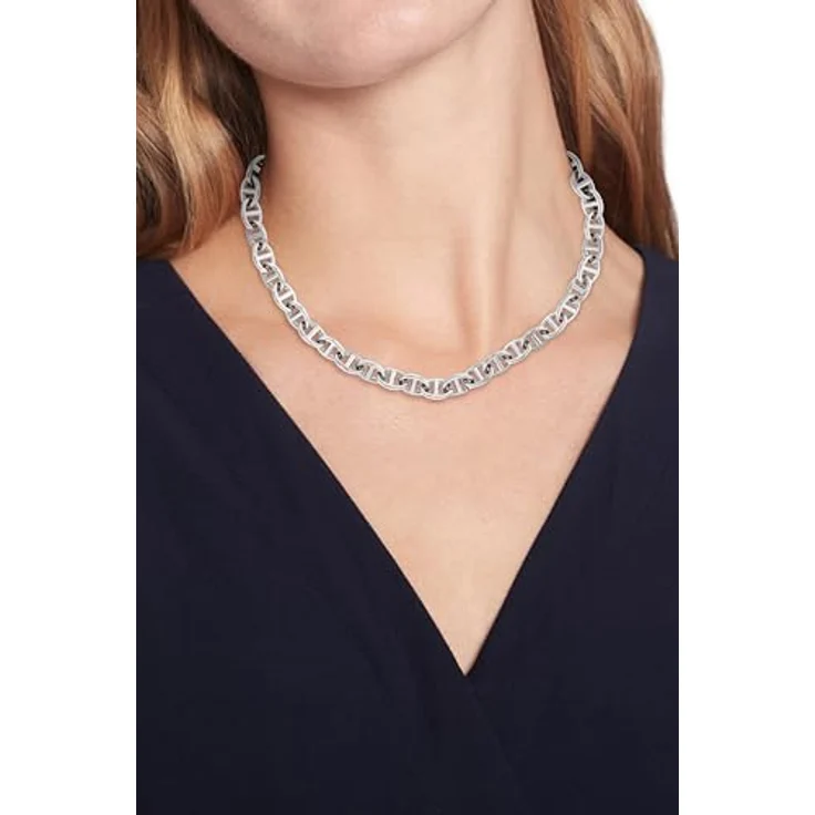 Tommy Hilfiger Jewelry Damen Gliederhalskette aus Edelstahl mit Emaille-Details, 406 mm + 50 mm Verlängerung, Nautisch inspiriert – Bild 2