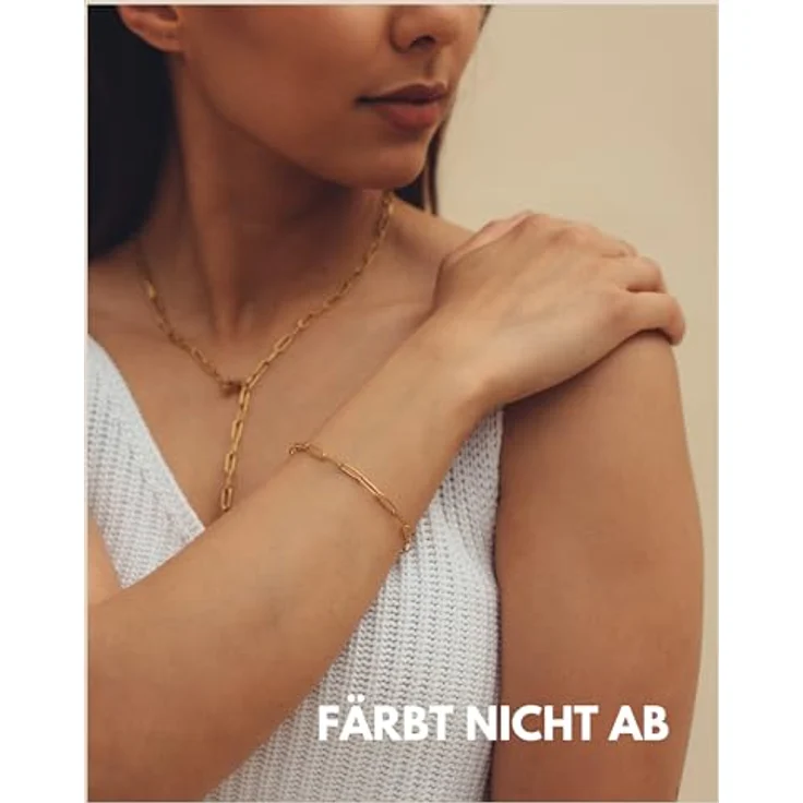 GD GOOD.designs Gliederarmband Gold, Damenarmkette mit 18K Vergoldung, wasserfest, größenverstellbar aus Edelstahl – Bild 2