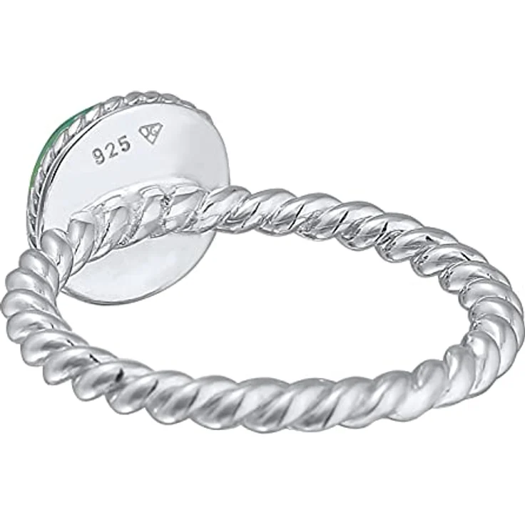 Nenalina Damenring Silber 925, Ring mit 6 mm grünem Achat Edelstein, Hochglanzpoliert – Bild 4