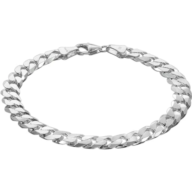 trendor Herren-Armband Silber 925 Panzerkette 21 cm, Breite 7,8 mm, modischer Silberschmuck für Männer, Geschenkidee in Geschenk-Box