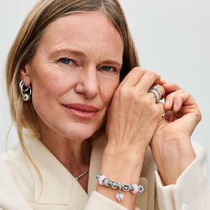 PANDORA Moments Mum Schillernder Herz Charm-Anhänger aus Sterling Silber mit rosafarbenem Opal und Zirkonia, kompatibel mit Moments Armbändern, 793202C01 – Bild 5
