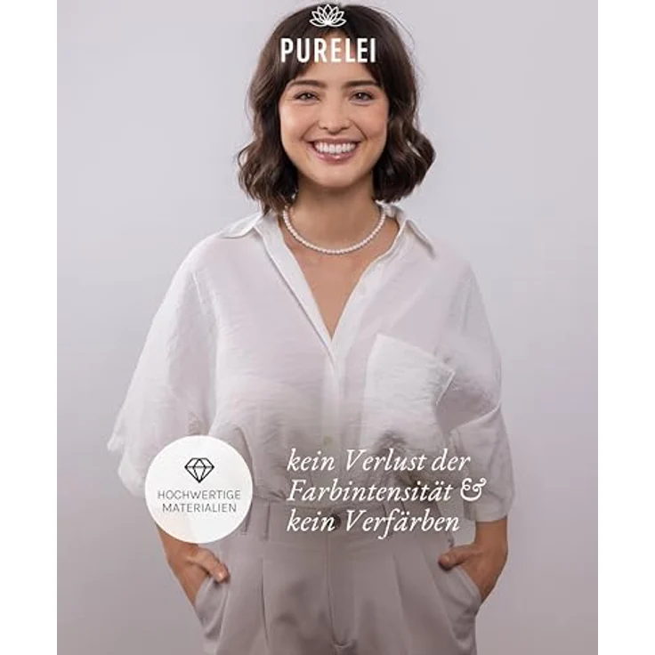 Purelei White Pearl Kette Gold, Elegante Damen Halskette aus Edelstahl mit Muschelperlen, Wasserfest, verstellbare Länge von 35 bis 40 cm, Minimalistischer Modeschmuck – Bild 5
