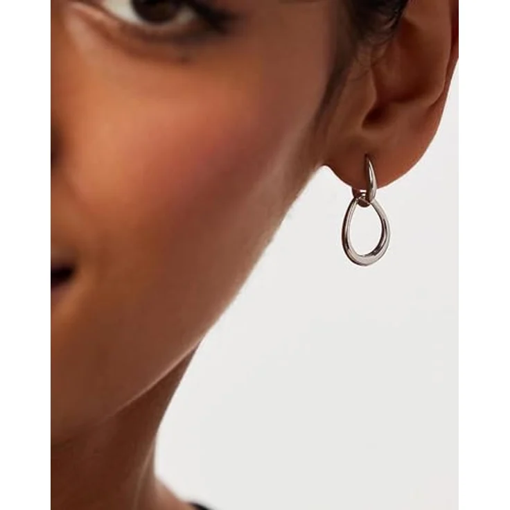 MUMREUES Ohrringe Silber 925, Hängende Creolen mit Zirkonia, Hypoallergenes Design, Wasserfest, Minimalistisch, 14 Karat vergoldet, Damen Schmuck – Bild 4