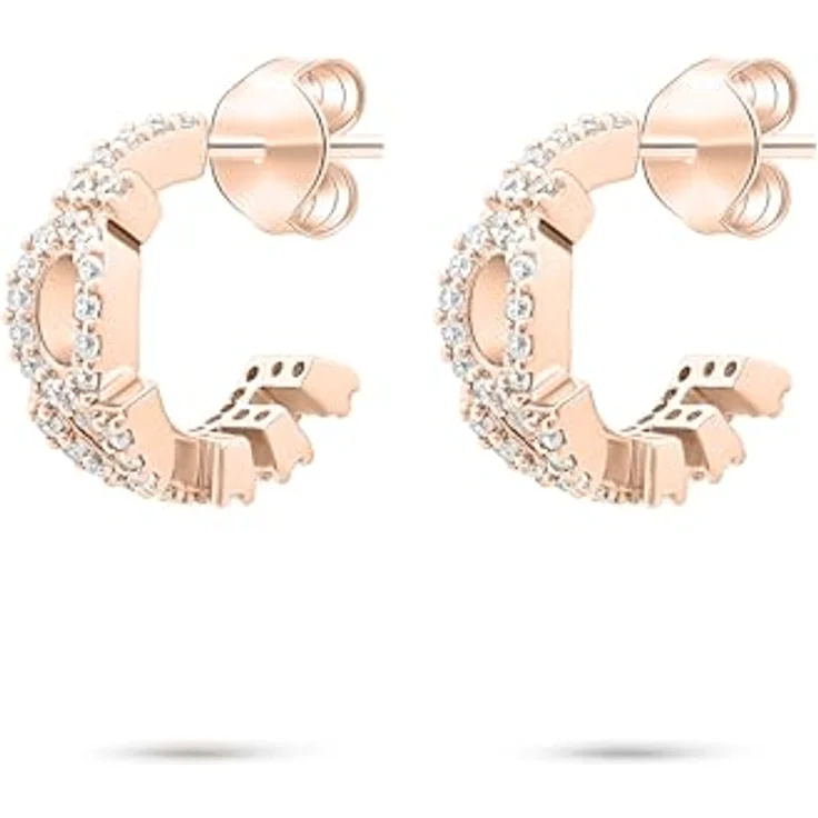 Tamaris Damen Creolen TJ-0709-E-22, 925 Silber in IP Roségold mit "LOVE" Schrift und Zirkoniasteinen, 1,3 cm – Bild 2