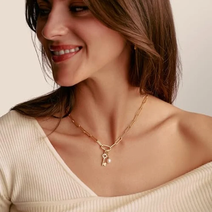 Thomas Sabo Charm Club Connect Charm-Anhänger Liebesschlüssel, aus 18k vergoldetem recyceltem 925 Silber, mit filigraner Öse, CC1241-414-14 – Bild 3