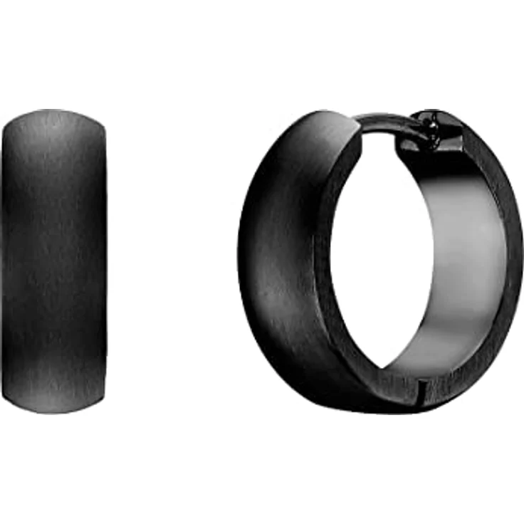 FAVS Unisex-Creolen Edelstahl, Schwarz, 1,5 cm Länge, 15 mm Durchmesser, in Geschenkbox – Bild 2