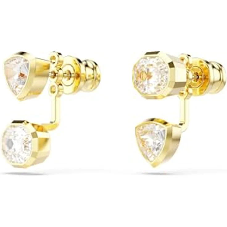 Swarovski 5705461 Ohrstecker, vergoldete Bernstein-Ohrringe mit Zirkonia im Billionen- und Achteckschliff, asymmetrisches Design – Bild 3