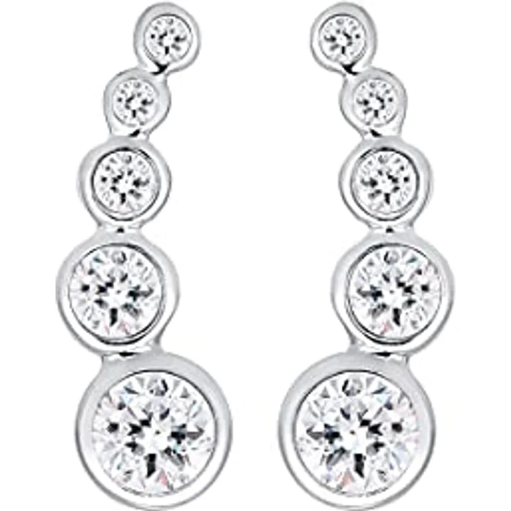 Elli Ohrstecker Ohrklemme Earclimber, 925er Sterling Silber mit Kristallen von Swarovski® – Bild 2