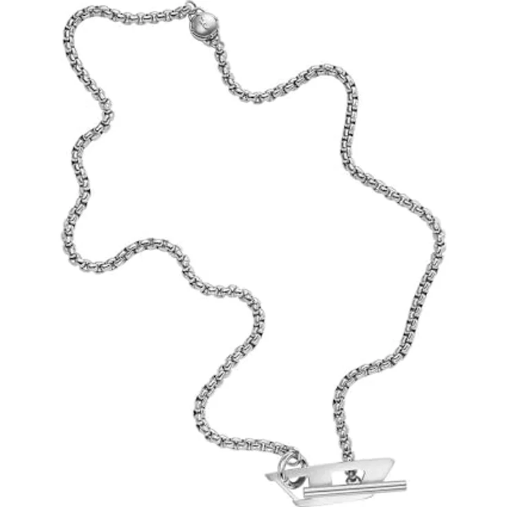 Diesel Herren-Edelstahl-Halskette, gebürstetes Design mit Knebelverschluss, helles Silber – Bild 3