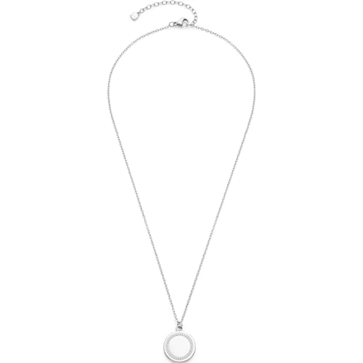 JEWELS BY LEONARDO Halskette Ferrara, silberfarbener Edelstahl mit runder Anhänger und Zirkoniasteinen, 45-50 cm, Schmuck Geschenk für Frauen – Bild 1