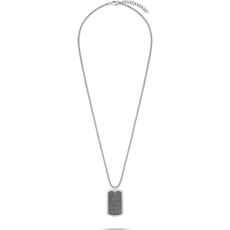 s.Oliver Herren Necklace - Halskette aus mattiertem Edelstahl mit Taganhänger - Silber, verstellbare Venezianerkette bis 60 cm, wasserfest & hautfreundlich – Bild 2