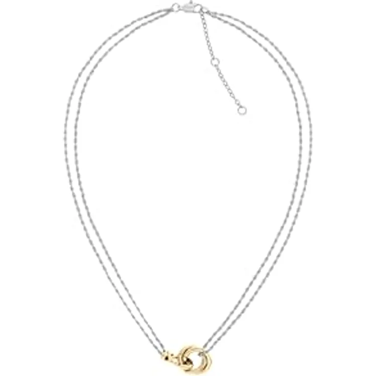 Tommy Hilfiger Jewelry Doppelte Ketten-Halskette für Damen aus Bicolor-Edelstahl mit Nautischem Knoten und verstellbarer Länge 40,64 cm - 2780989