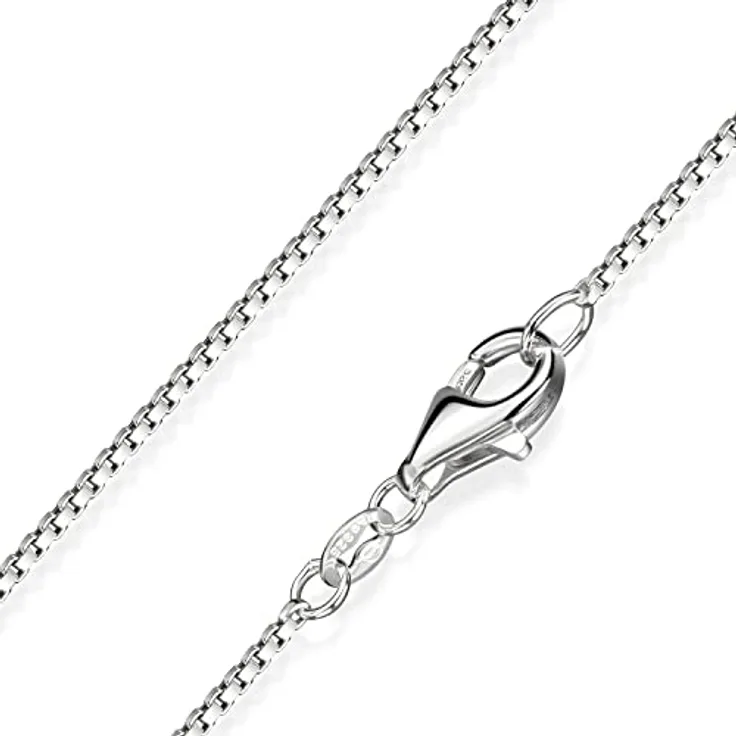 Materia Venezianerkette Silber 925 diamantiert, 1mm Damen Halskette 45 cm mit Anlaufschutz und Karabinerverschluss