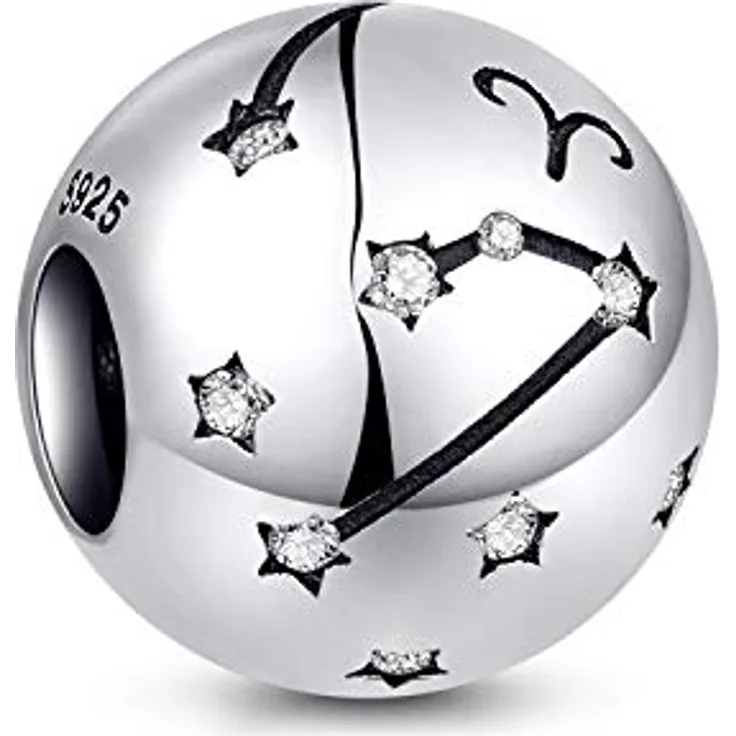 NINGAN 12 Sternzeichen Geburtstag Anhänger, 925 Sterlingsilber mit Kubikzirkon für Armband & Halskette, ideal als Geschenk für Frauen und Freundinnen
