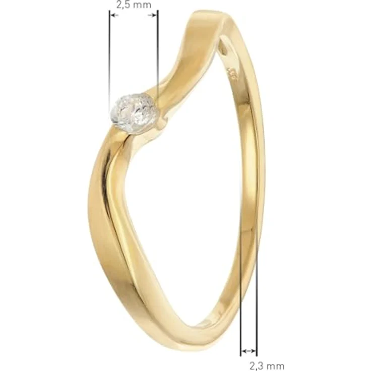 trendor Damenring Gold 333/8K, elegantes Schmuckstück mit Zirkonia, Ringgröße 52/16,6, matt gebürstete und teilpolierte Oberfläche – Bild 4