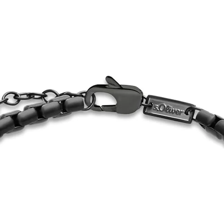s.Oliver Herren Schmuck – Venezianerkette Halskette & Armband aus mattiertem Edelstahl, schwarz, 22 cm mit Karabinerverschluss, zeitloses Design, perfekte Geschenkidee – Bild 2