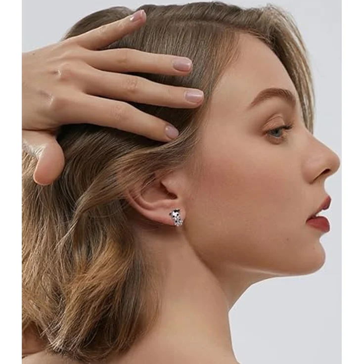 Arrebol Kuh Ohrringe Damen, 925 Sterling Silber Ohrstecker in Tierdesign, hypoallergen, 8mm x 12.5mm, ideales Weihnachtsgeschenk – Bild 5