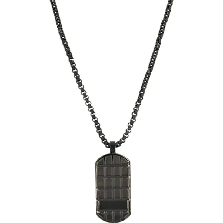 s.Oliver Herren Halskette mit Anhänger aus Edelstahl IP Gun, 55+5 cm, Schwarz, verstellbar, in Geschenkbox