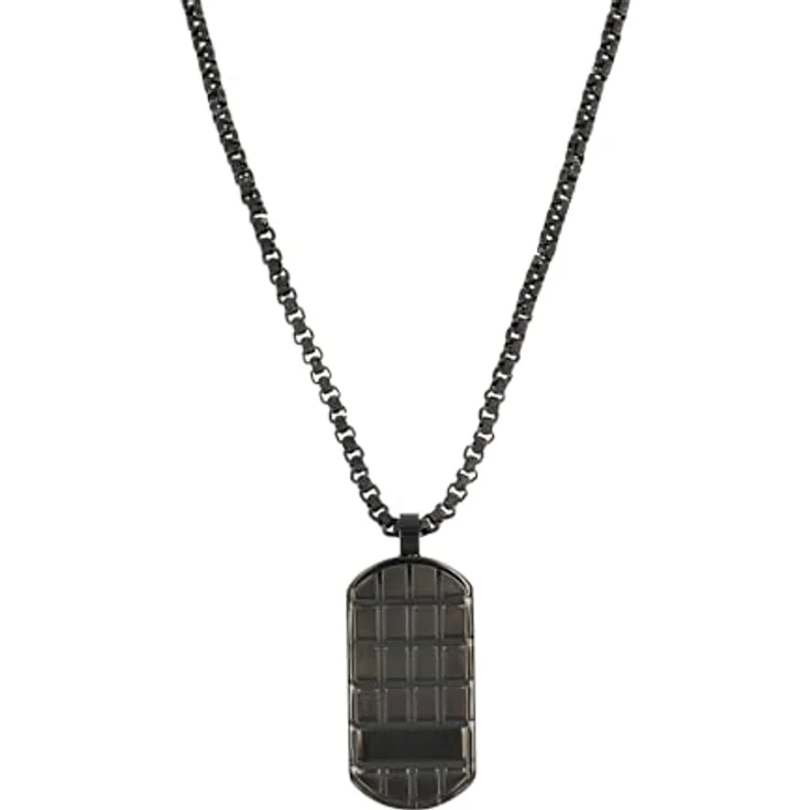 s.Oliver Herren Halskette mit Anhänger aus Edelstahl IP Gun, 55+5 cm, Schwarz, verstellbar, in Geschenkbox – Bild 1