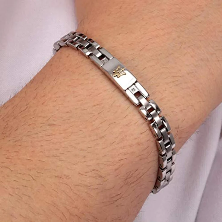 Maserati Herren Armband, JEWELS Kollektion, Edelstahl mit Gelbgold PVD und Diamanten, 22 cm, Clipverschluss, JM221ATY04 – Bild 5