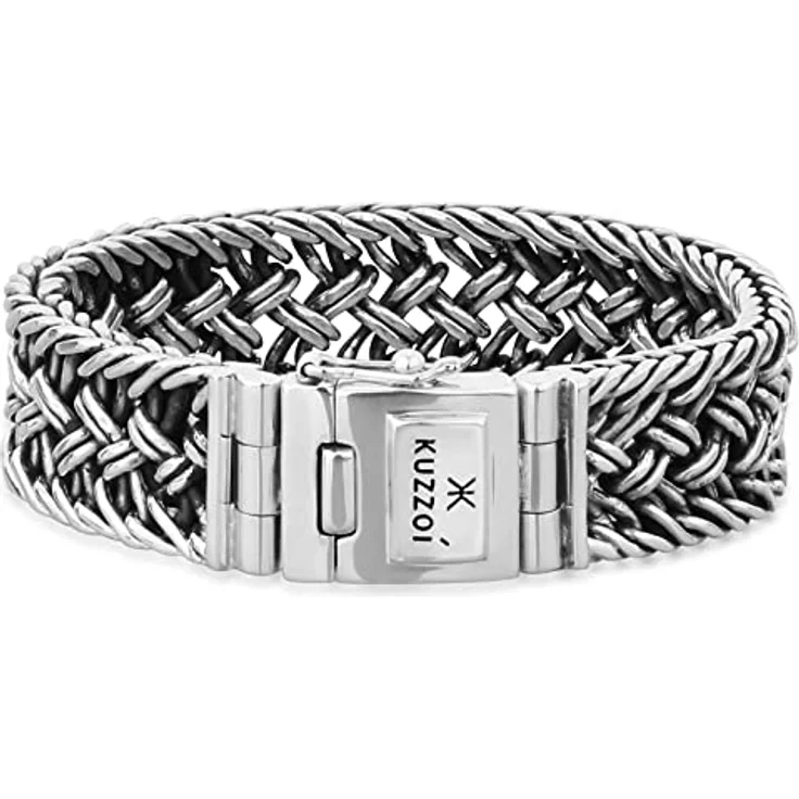 Kuzzoi Herren Silberarmband aus massivem 925er Sterling Silber, Breite 20 mm, Länge 21 cm, Kastenverschluss mit KUZZOI Logo – Bild 1