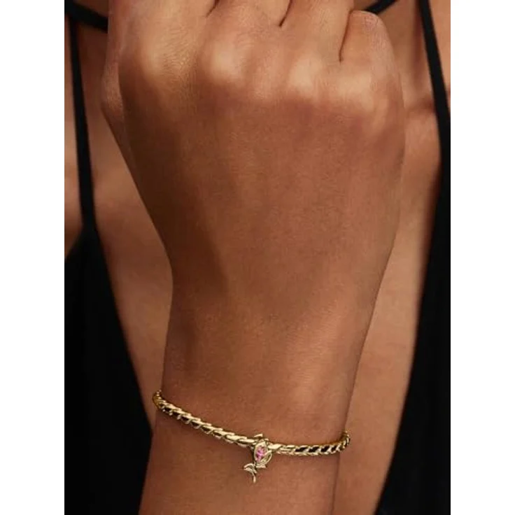 PANDORA Charm Tulpe, 14 Karat vergoldeter Blumenanhänger mit rosa Cubic Zirkonia, kompatibel mit Moments, 764555C01 – Bild 4