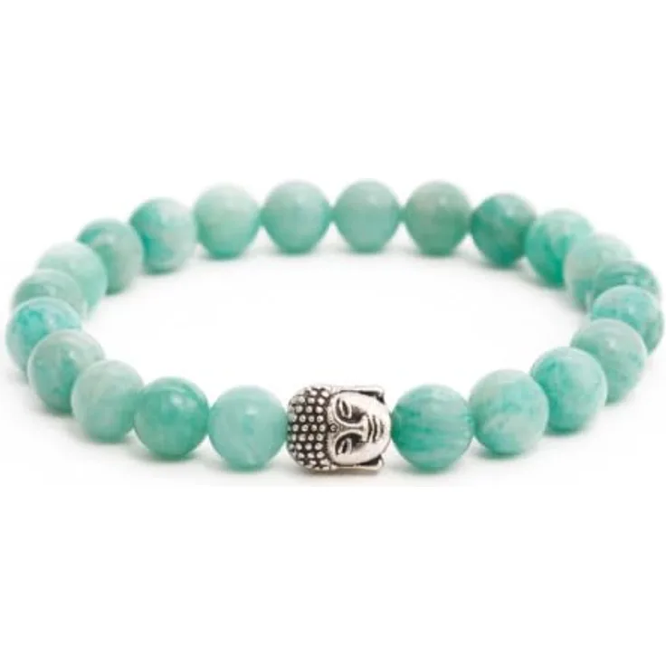 BERGERLIN Obsidian Armband echt mit Naturstein Perlen, Buddha Armband mit blauem Schimmereffekt, Größe XS-S