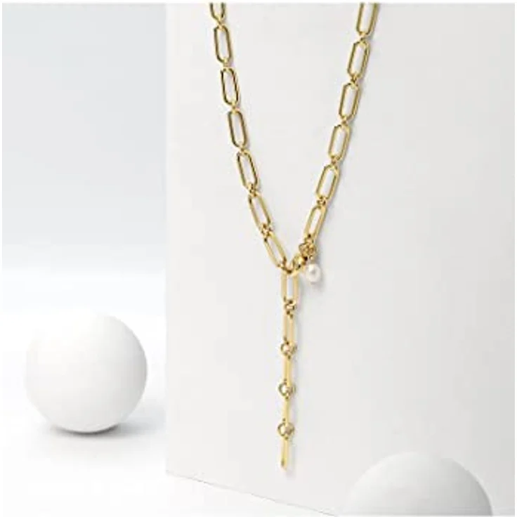 FAVS Damen-Halskette aus Edelstahl, Gelbgold, One Size, zeitloses Design – Bild 3