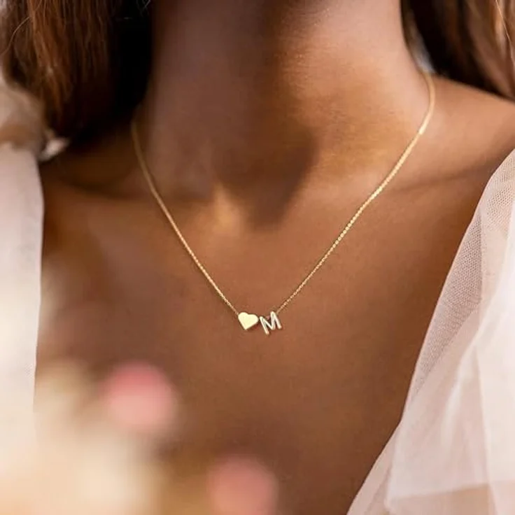 TINGN Herz Halskette mit Buchstaben, 14K vergoldete Damen-Halskette mit Initial Z, 40 CM lange Kette für Frauen und Mädchen, personalisierte Geschenke – Bild 5