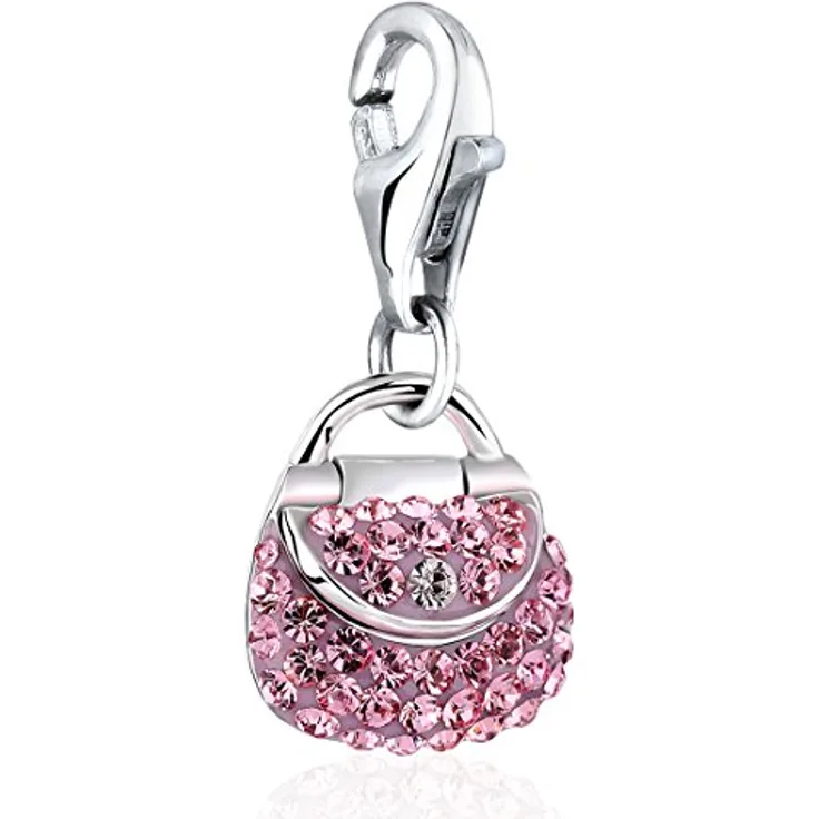 Nenalina Handtasche Karabiner Charm Anhänger für Bettelarmband, 925 Sterling Silber, vielseitig kombinierbar, Echtheitsstempel