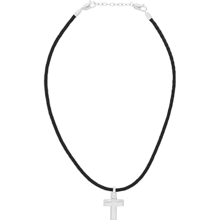 Tom Tailor Herren-Halskette mit Kreuz-Anhänger, Edelstahl, 47+5 cm, silber, langlebig, Geschenkidee – Bild 4