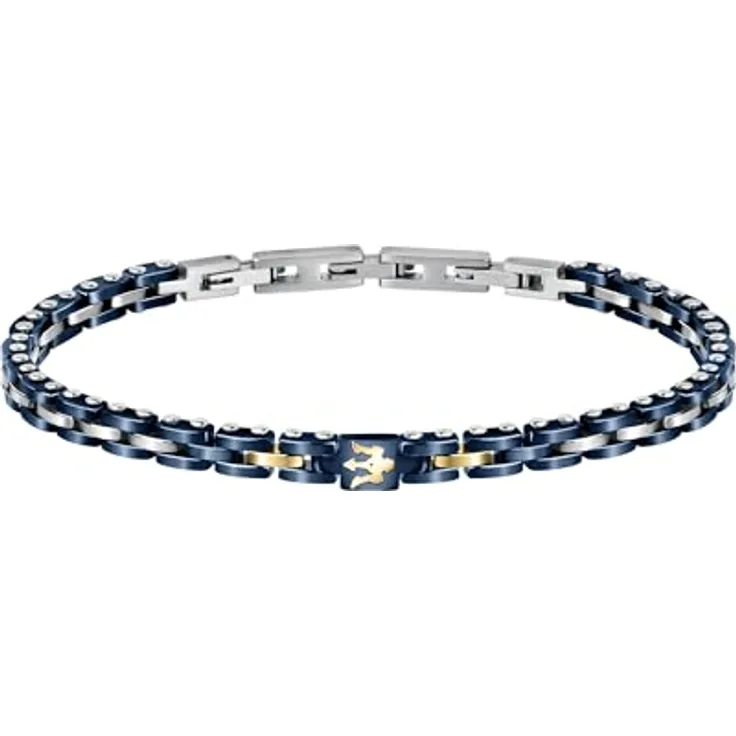 Maserati Jewels Herrenarmband JM420ATI01, 22 cm, Edelstahl und Keramik mit PVD-Beschichtung, Maserati-Blau-Finish