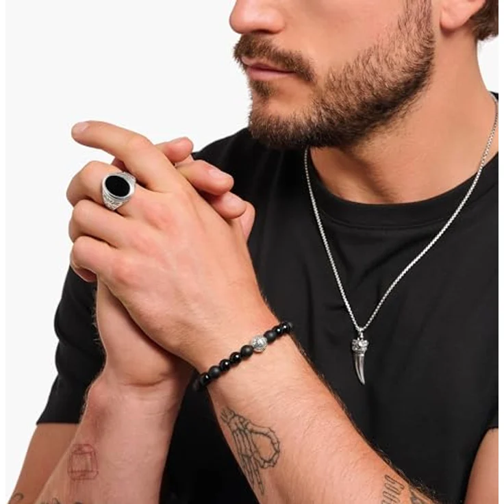 THOMAS SABO Beads-Armband, aus Obsidian und geschwärztem 925 Sterlingsilber, Herren-Armband – Bild 2
