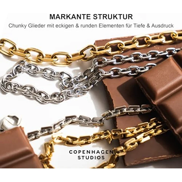Copenhagen STUDIOS Basic Chunky Bracelet, gold - Armband aus poliertem Edelstahl mit 14K Vergoldung, verstellbare Größe bis 21 cm, wasserfest & hautfreundlich – Bild 5