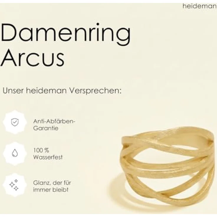 heideman ars gratia artis Fingerring, gold vergoldeter Damenring mit Zirkonia, hypoallergen, inkl. luxuriöser Schmuckbox – Bild 4