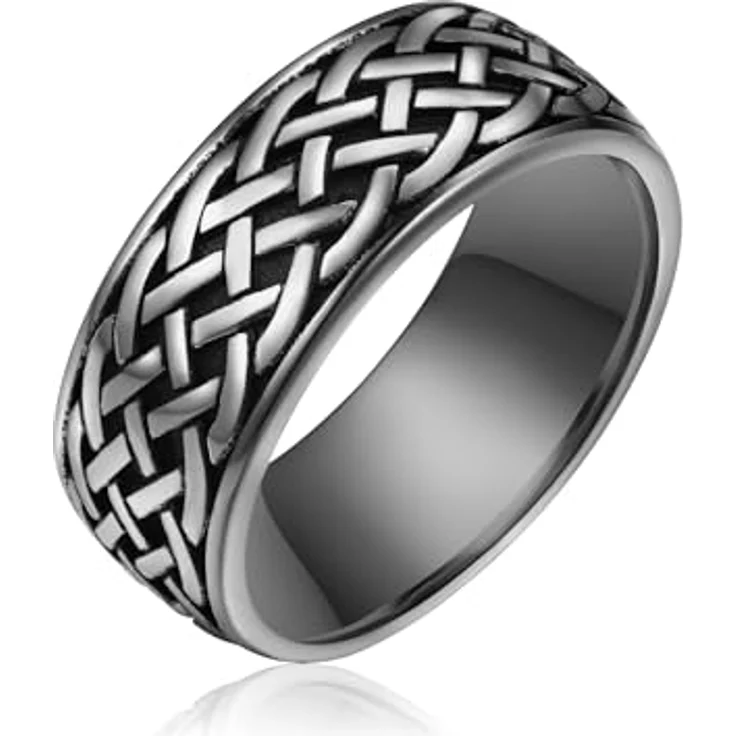 True Rebels Herren Ring aus Edelstahl, silber/schwarz Bandring mit Tribal-Muster, 8,5 mm, kratzfest und wassertauglich – Bild 2