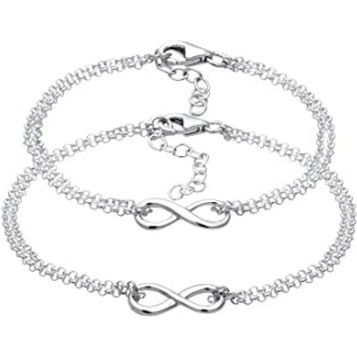 Elli Infinity Armband Damen Mutter Kind Set, 925 Sterling Silber, hochglanzpoliert, anlaufgeschützt, in türkisfarbiger Samtverpackung – Bild 1