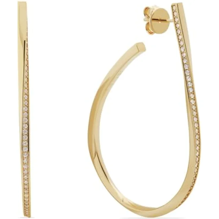 JETTE Damen-Ohrhänger 925er Silber, recycelte Zirkonia, Gelbgold, One Size